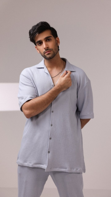 SA-06 ICE BLUE WAFFLE KNIT CO-ORD SET