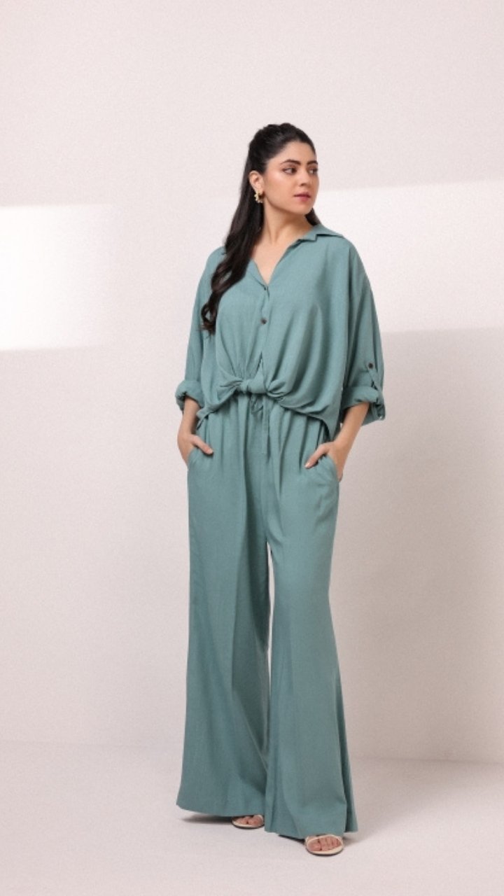 NS-04 AQUAMARINE LINEN CO-ORD SET